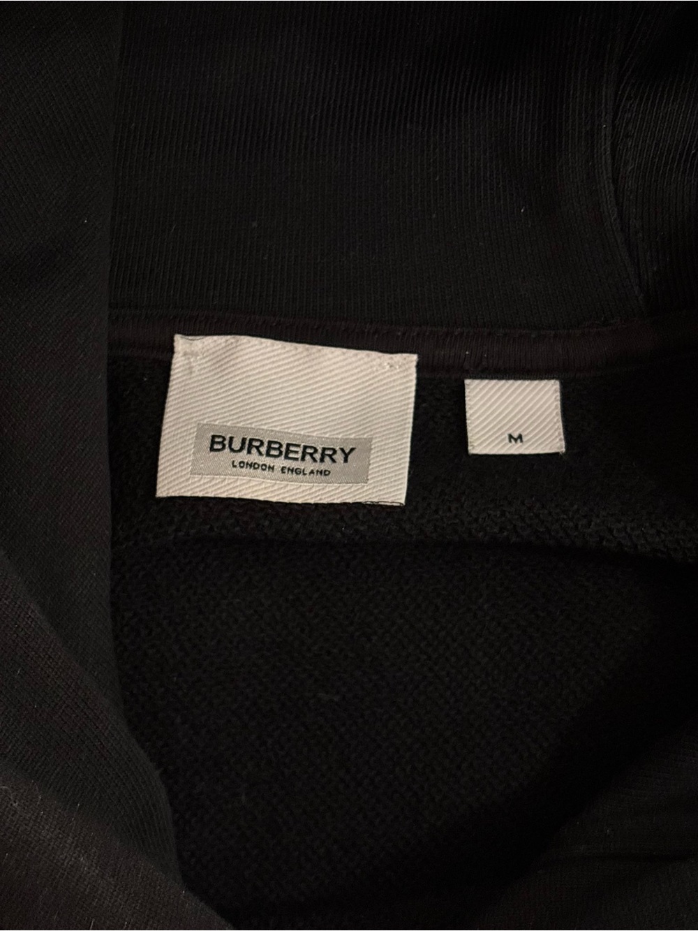 Burberry Men’s Black Hooded Sweatshirt with Small Logo and Large Back Design - Picture 3 of 4